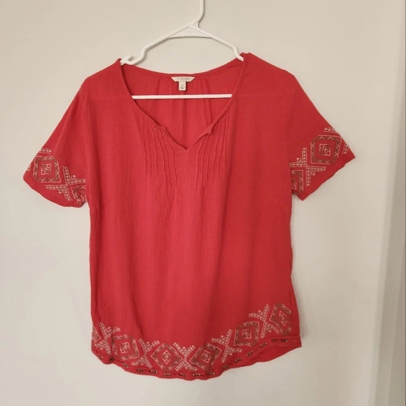 Sonoma Boho Short Sleeve Womens Shirt Red Size Small - Picture 8 of 9